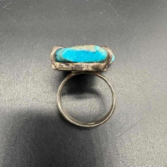 Vintage Sterling Silver Faux Turquoise Ring 925 Western Southwestern Size 6 Jewe - Picture 5 of 12